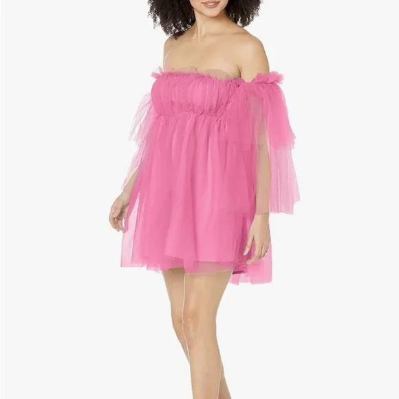 Off the Shoulder Hot Pink Dress - Picture 5 of 6